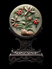 Three Chinese Hardstone Inset Serpentine Table Screens