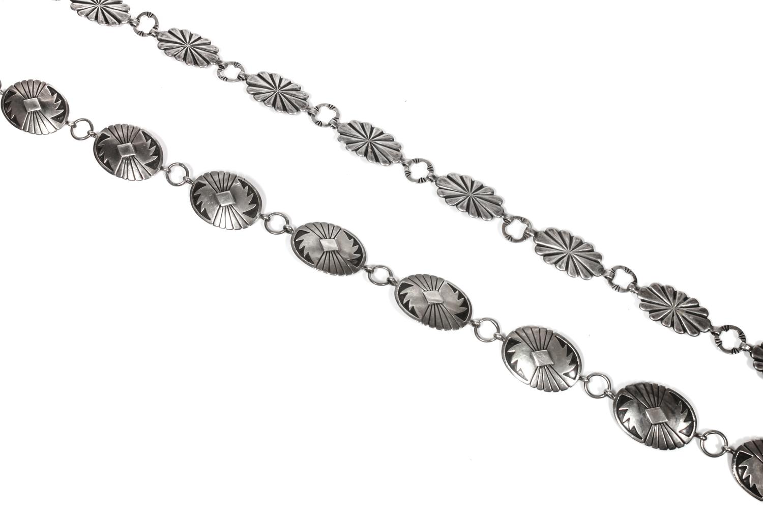 Two Southwestern Silver Link Concho Belts Length of longer 35 inches