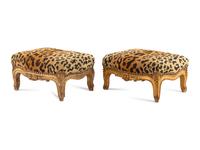 A Near Pair of Louis XV Giltwood Tabourets