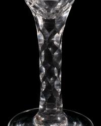A Jacobite Engraved and Facet Cut Wine Glass