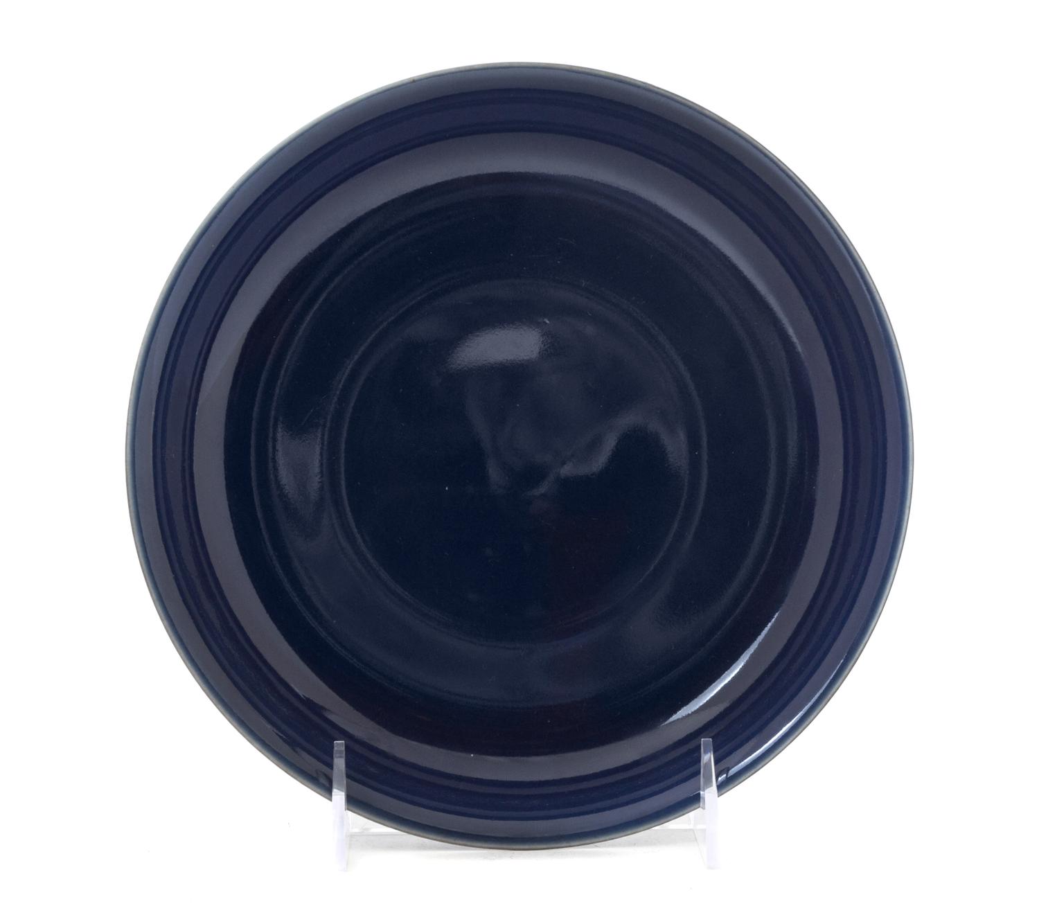 A Blue Glazed Porcelain Dish Diameter 7 7/8 inches.