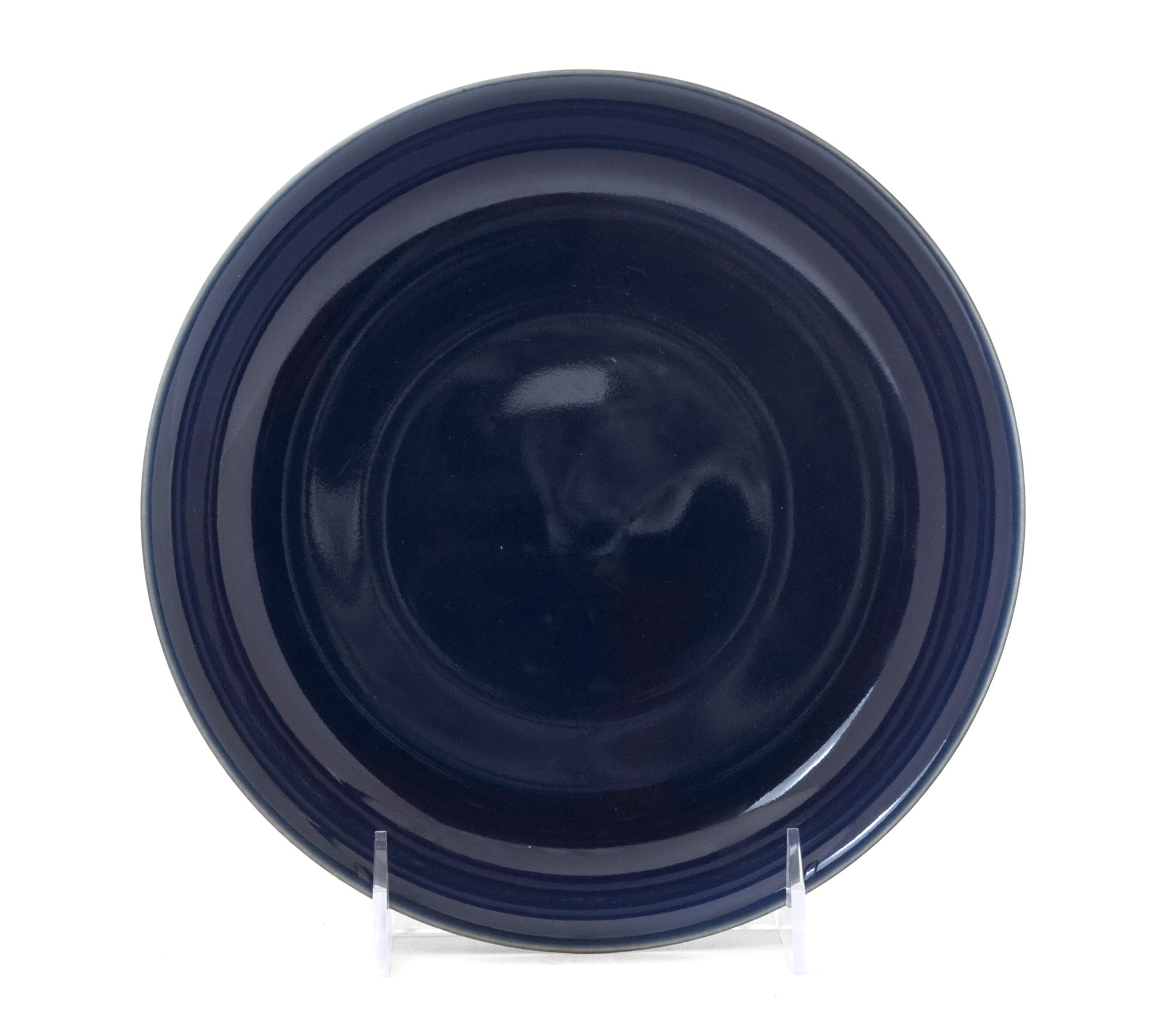 A Blue Glazed Porcelain Dish Diameter 7 7/8 inches.