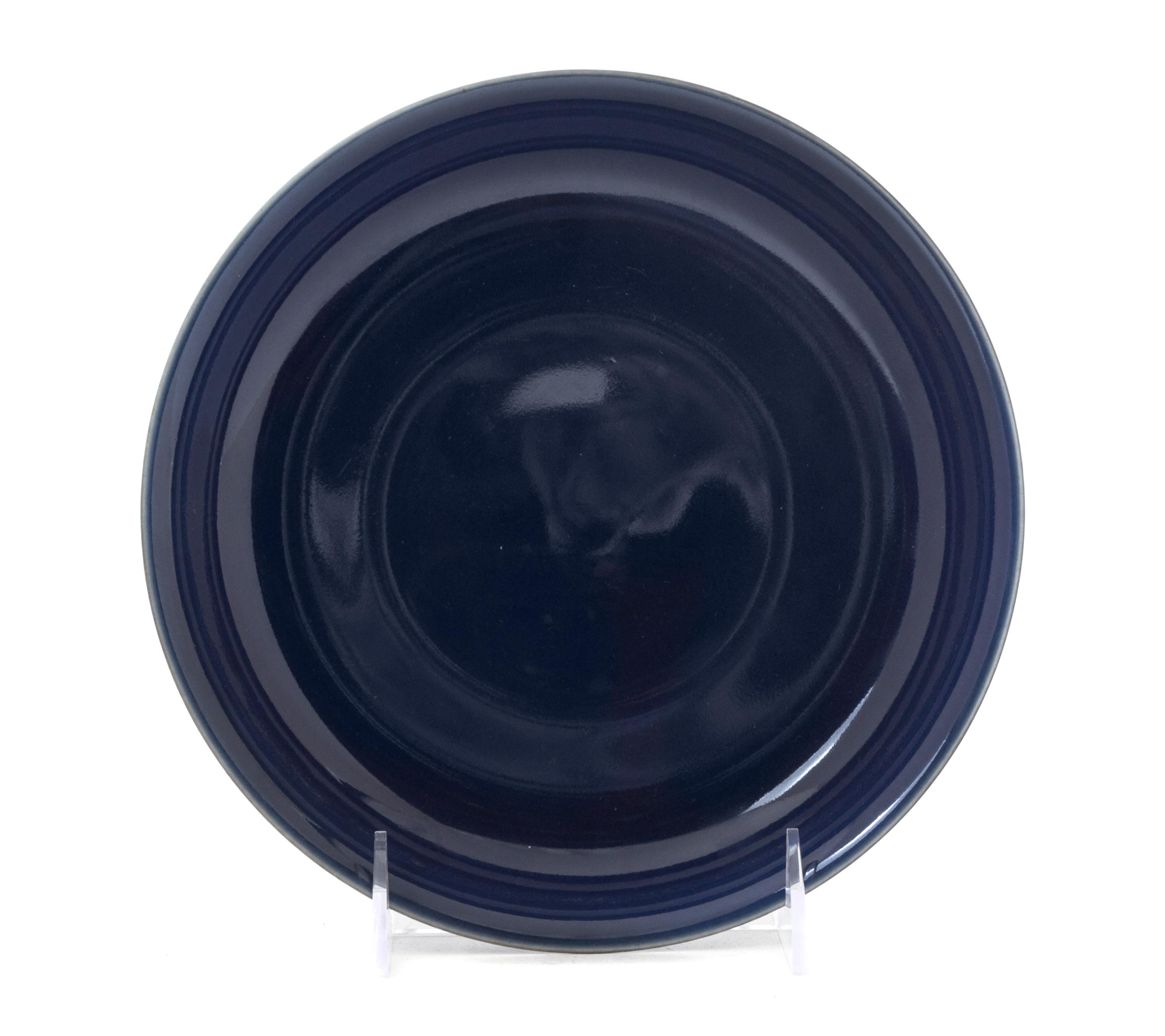 A Blue Glazed Porcelain Dish Diameter 7 7/8 inches.