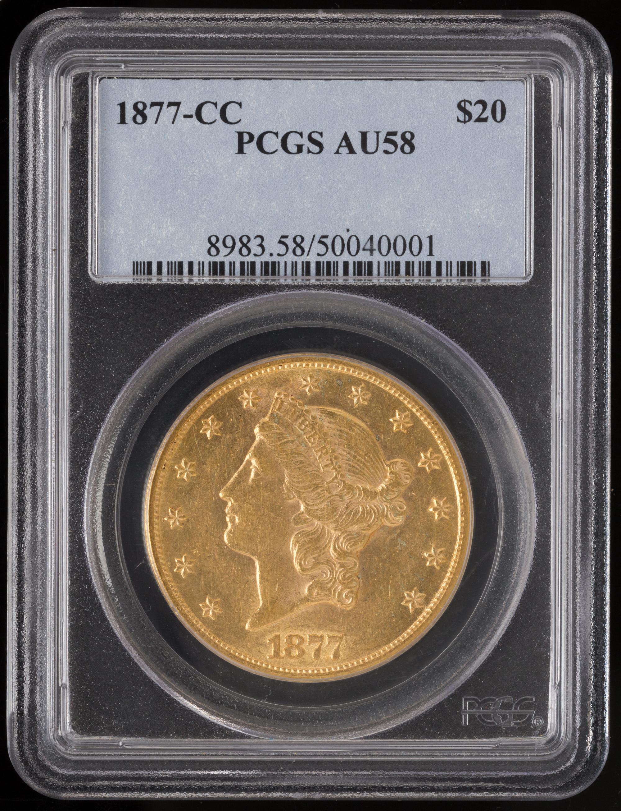 A United States 1877-CC Liberty Head $20 Gold Coin
