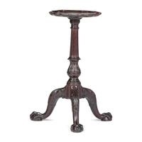 A Chippendale Carved Mahogany Pie Crust Top Low Candlestand