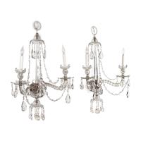 A Pair of Georgian Style Cut Glass Sconces