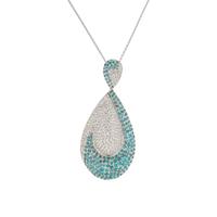 GREENISH BLUE TOURMALINE AND DIAMOND PENDANT