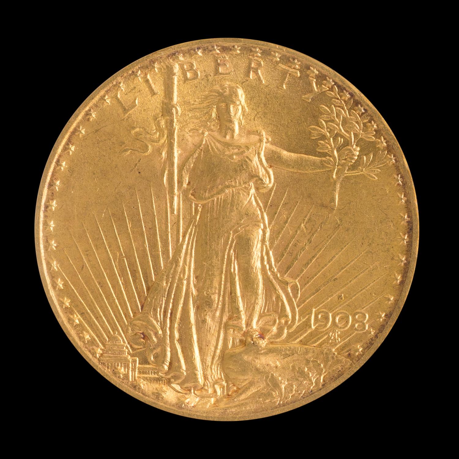 A United States 1908-S St. Gaudens $20 Gold Coin