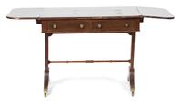 A Regency Style Mahogany Drop Leaf Sofa Table Height 29 1/2 x width 49 1/4 x depth 24 inches. — 19TH CENTURY