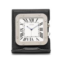 CARTIER, STAINLESS STEEL 'SANTOS' TRAVEL ALARM CLOCK