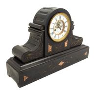A French Marble-Inset Slate Mantel Clock — MOVEMENT BY MARTI & CIE., LATE 19TH CENTURY