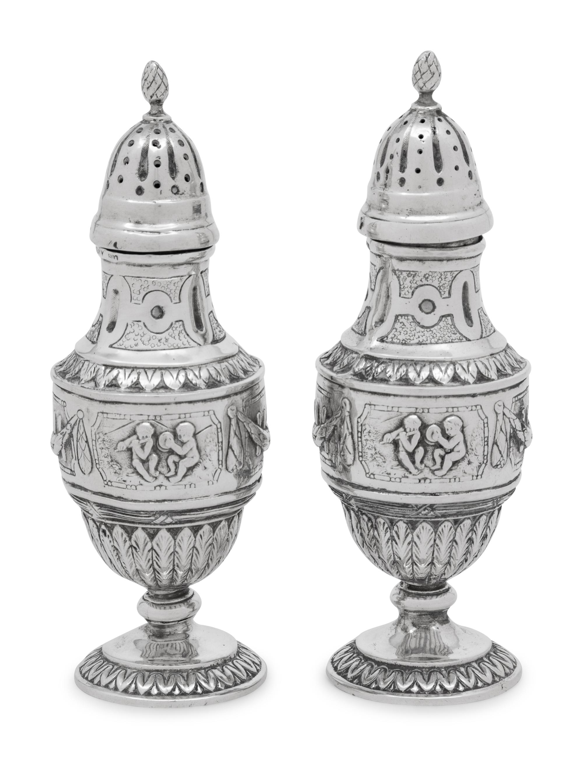 A Pair of Italian Silver Shakers