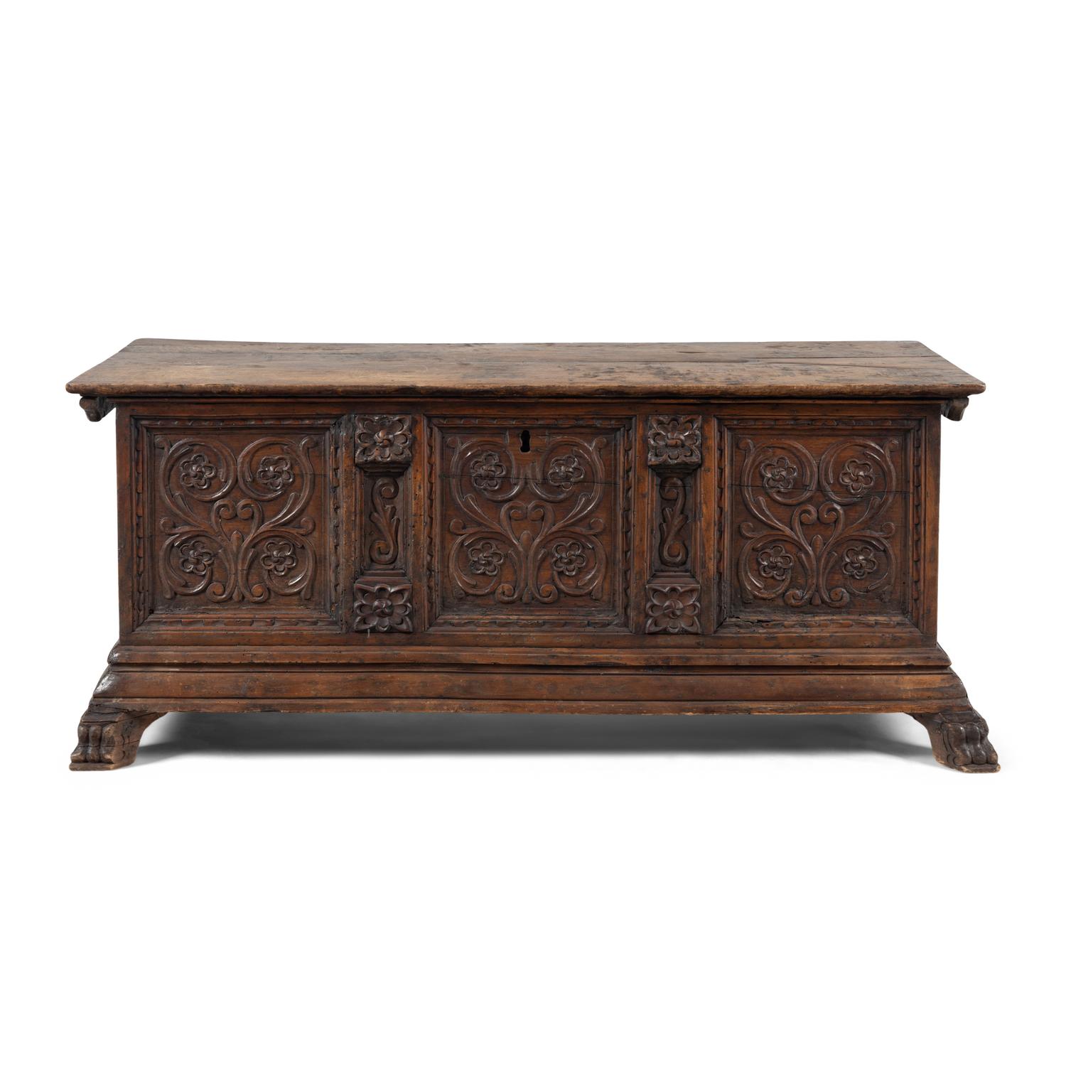 An Italian Carved Walnut Cassone
