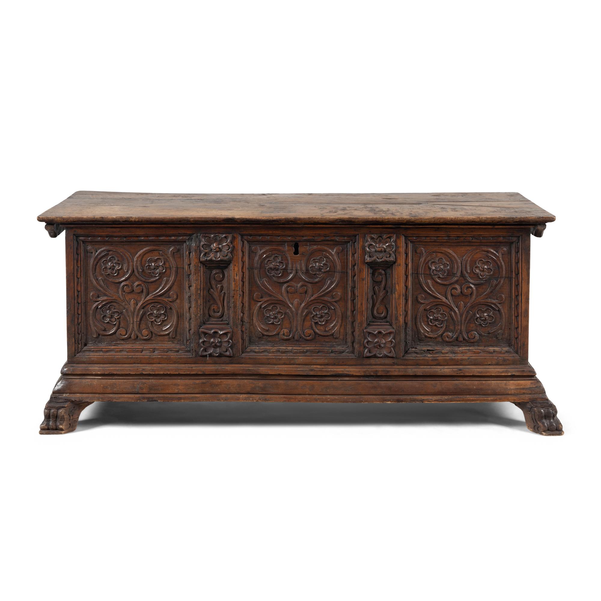 An Italian Carved Walnut Cassone