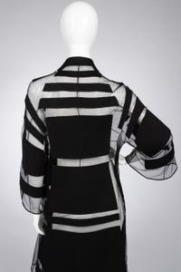 Chado Ralph Rucci Silk Net Jacket with Wool Crepe Patches