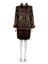 Revillon Haute Couture Velour and Sable Suit and Hat, 1994