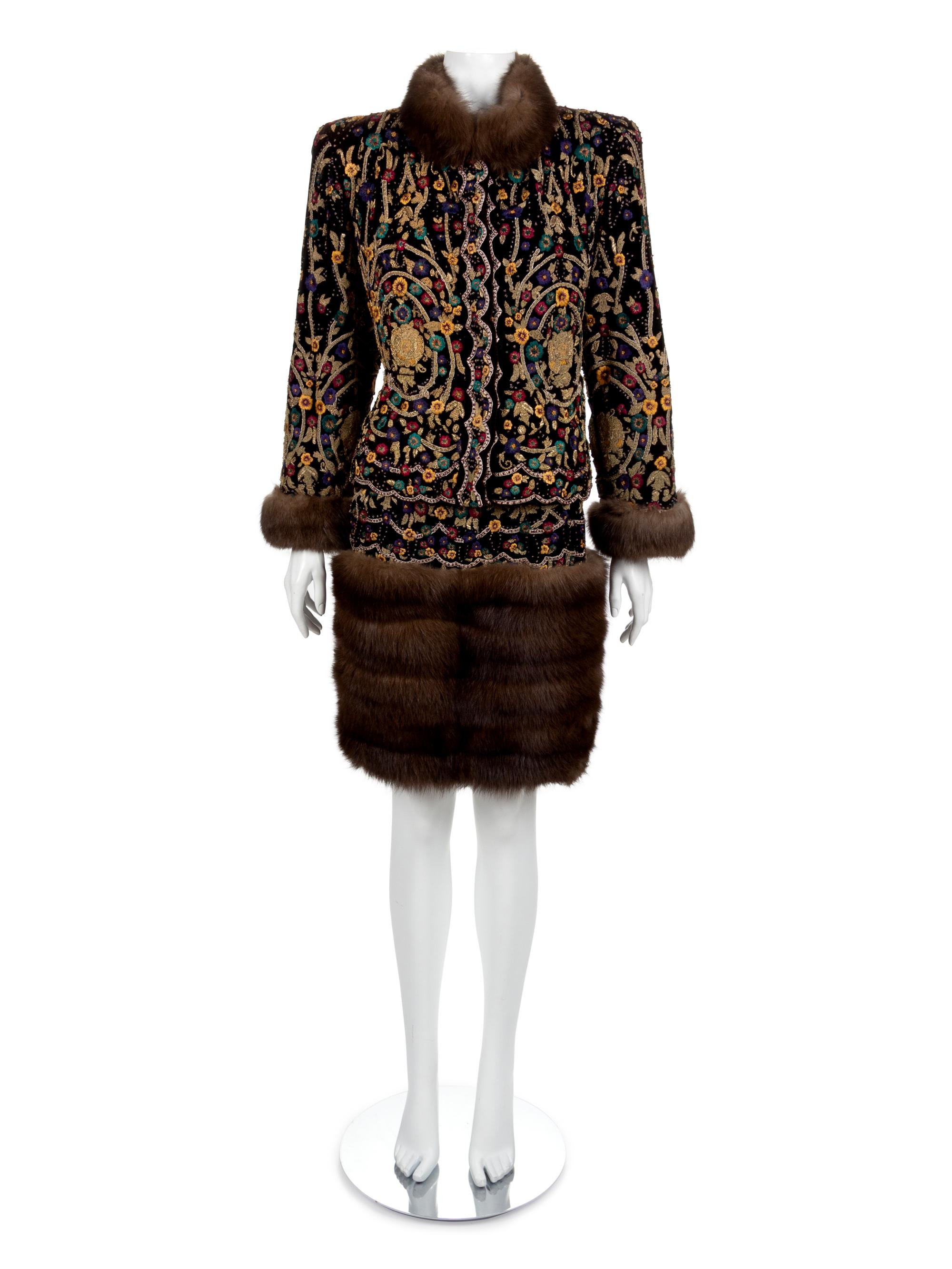 Revillon Haute Couture Velour and Sable Suit and Hat, 1994