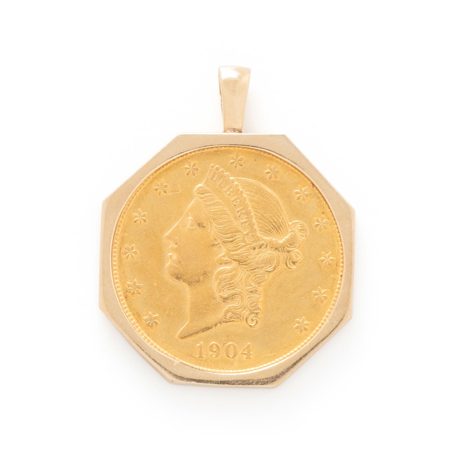 YELLOW GOLD AND COIN PENDANT