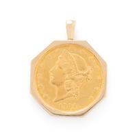 YELLOW GOLD AND COIN PENDANT
