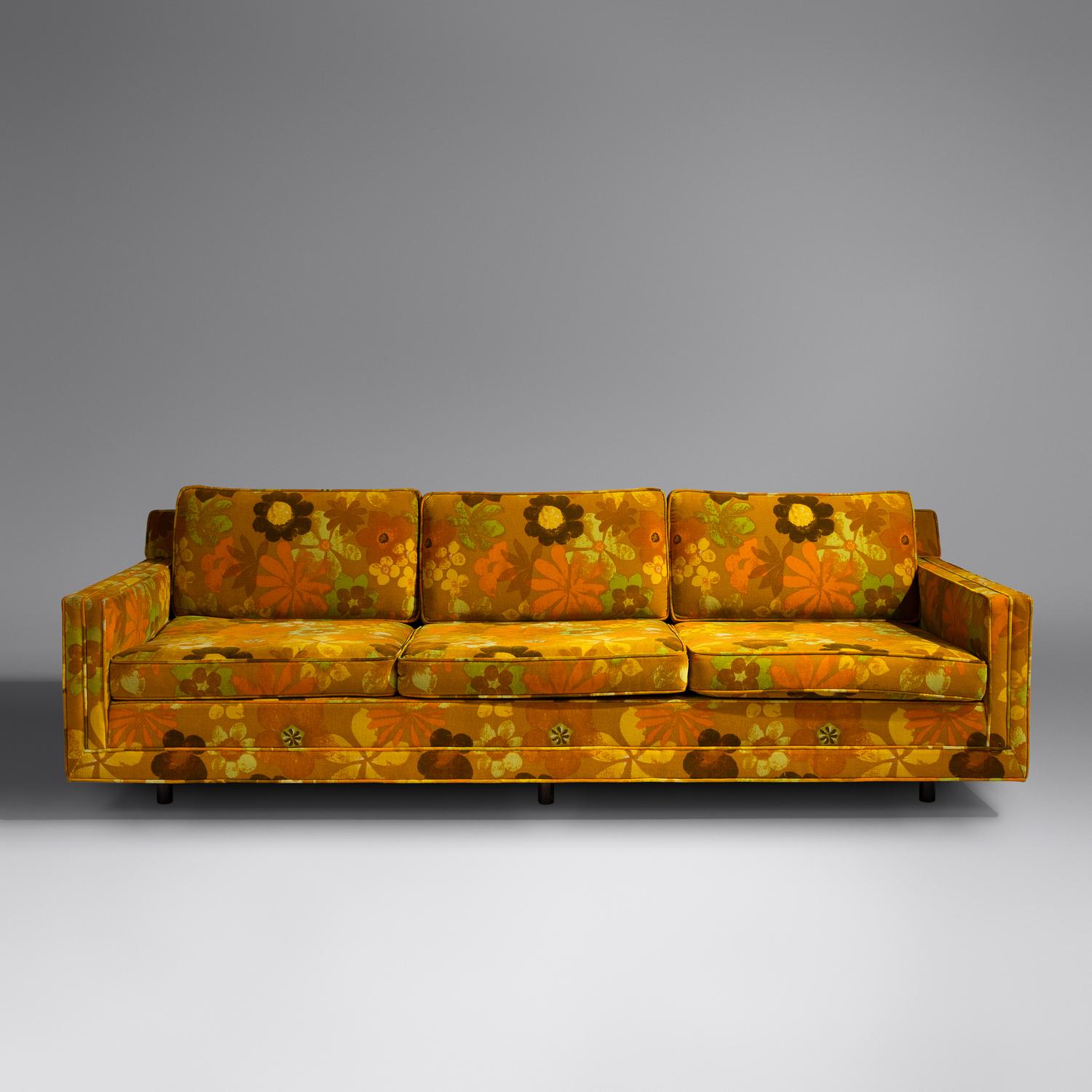 Tuxedo sofa in Jack Lenor Larsen velvet