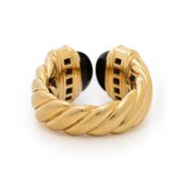 DAVID YURMAN, YELLOW GOLD, ONYX, AND DIAMOND 'SCULPTED CABLE' RING