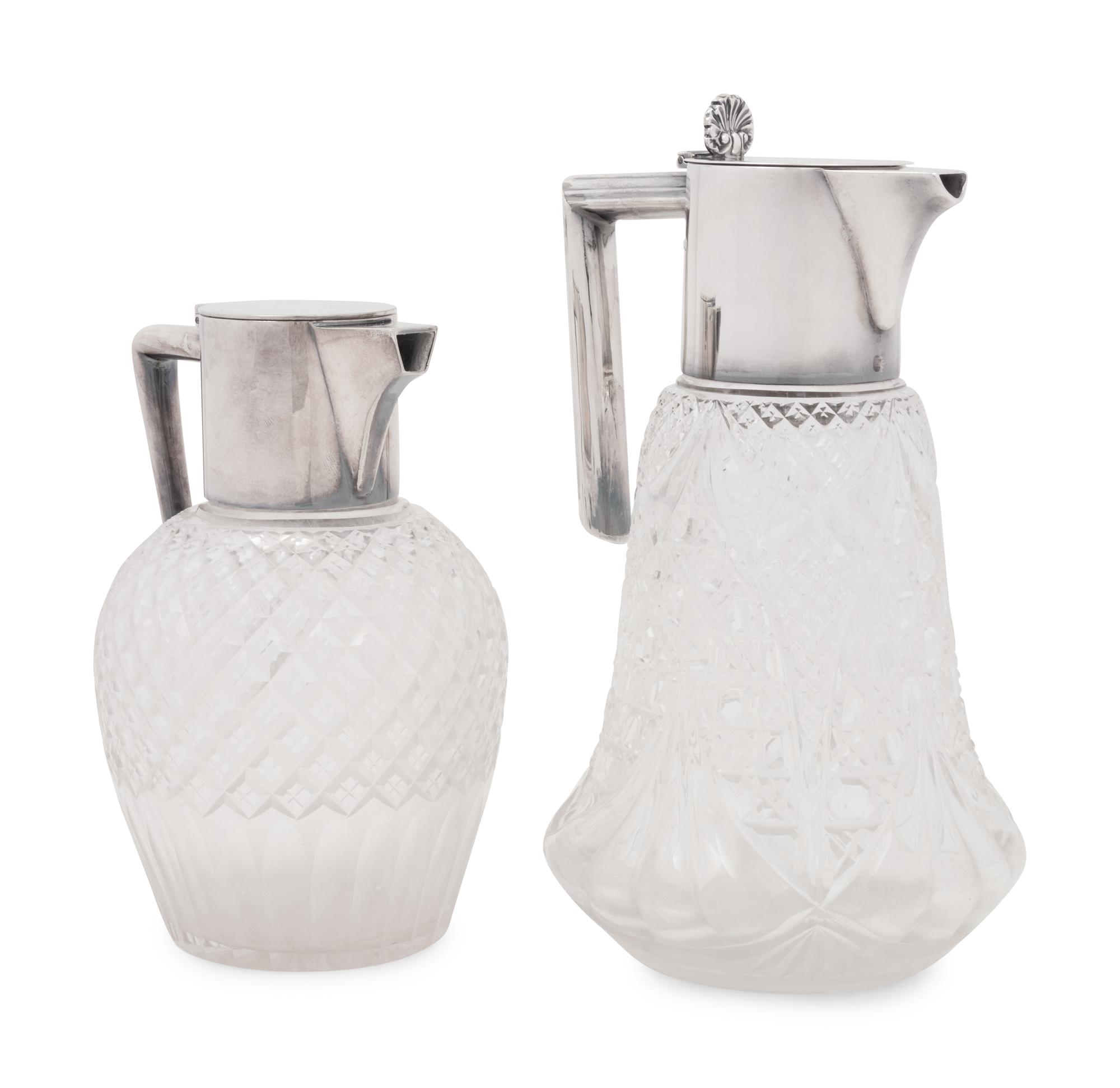 An English Silver Mounted Cut-Glass Claret Jug