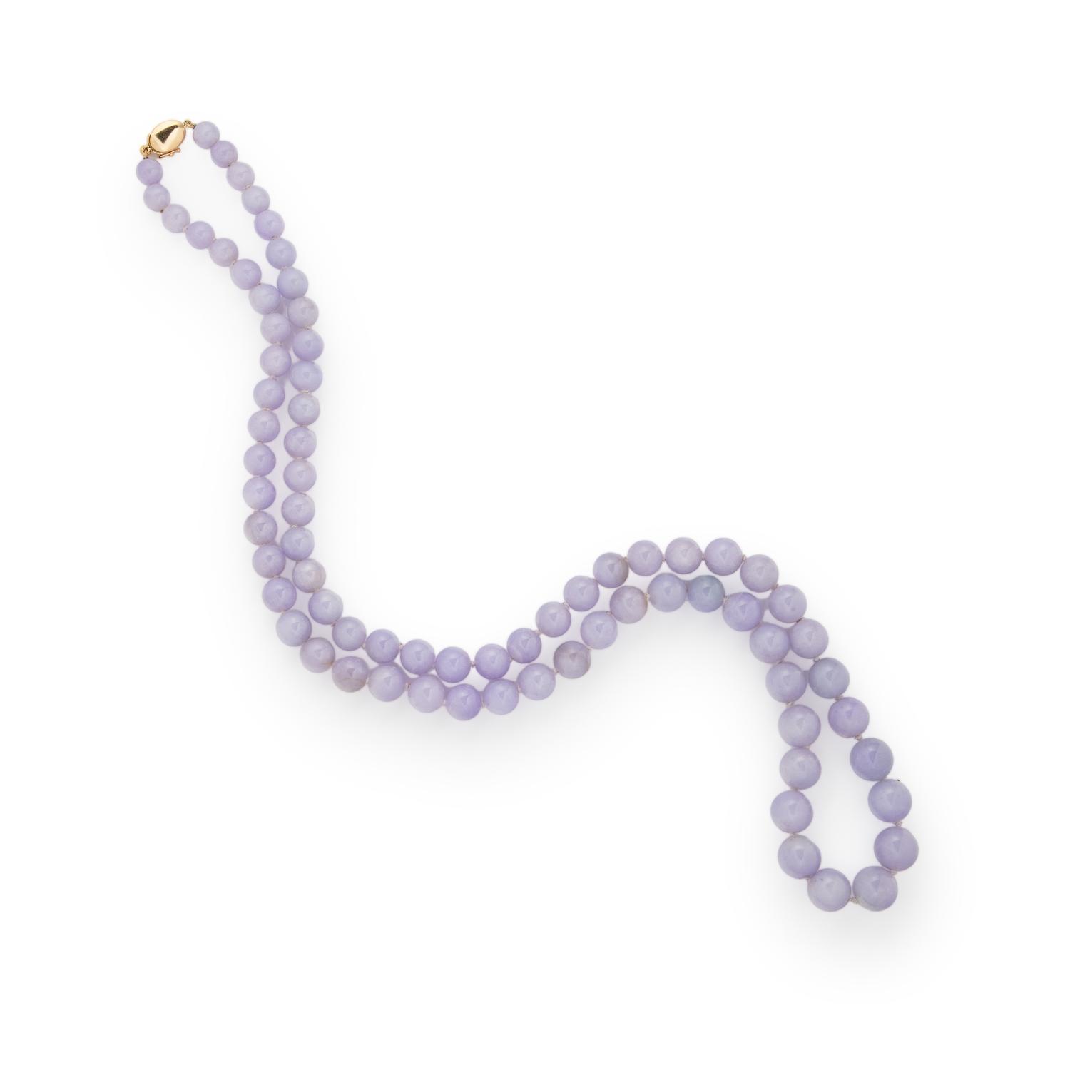 GUMP'S, LAVENDER JADE BEAD NECKLACE