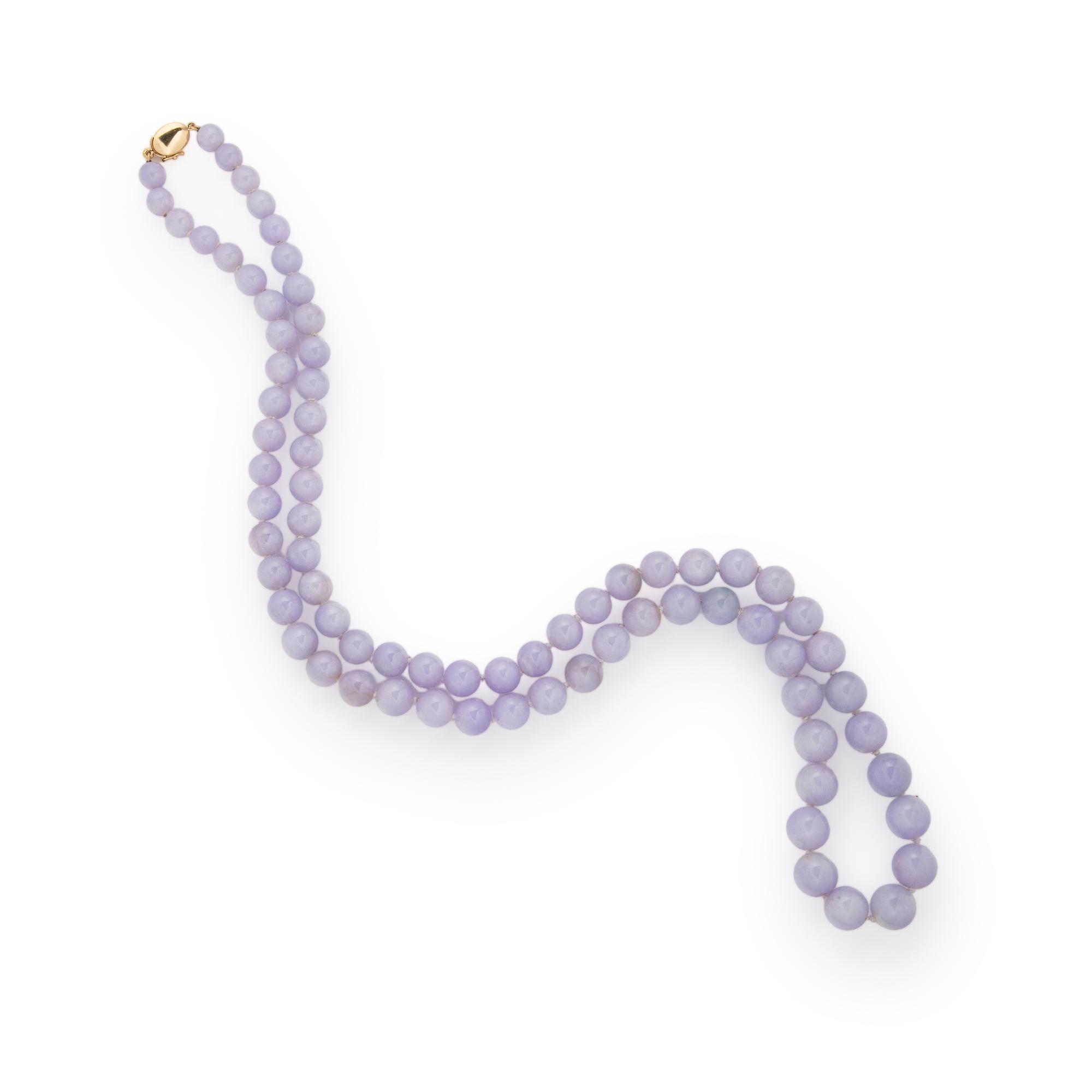 GUMP'S, LAVENDER JADE BEAD NECKLACE