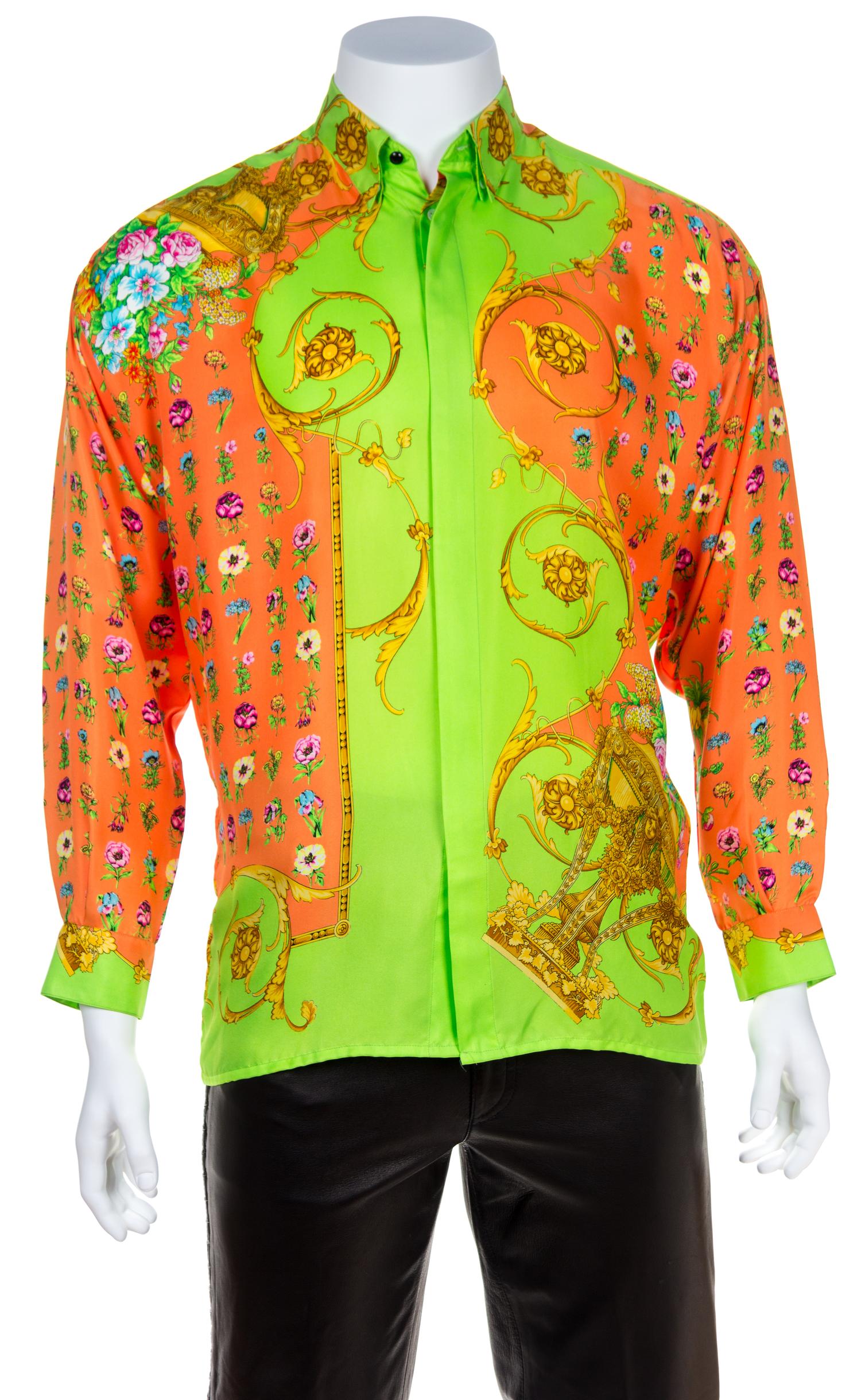 A Gianni Versace Silk Print Shirt, Size 46.