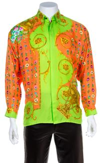 A Gianni Versace Silk Print Shirt, Size 46.