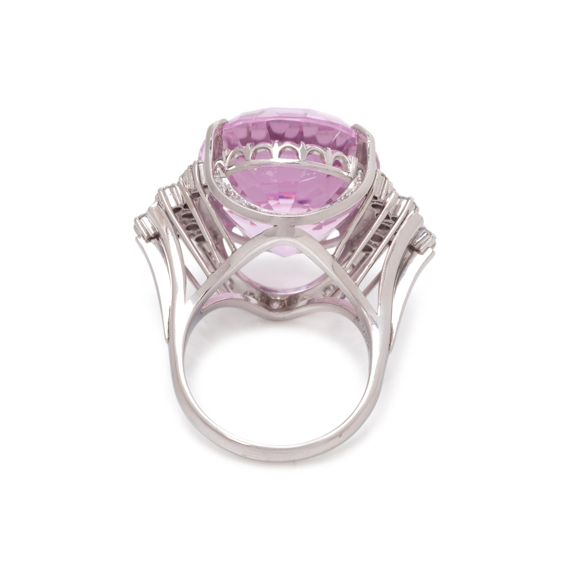 KUNZITE AND DIAMOND RING