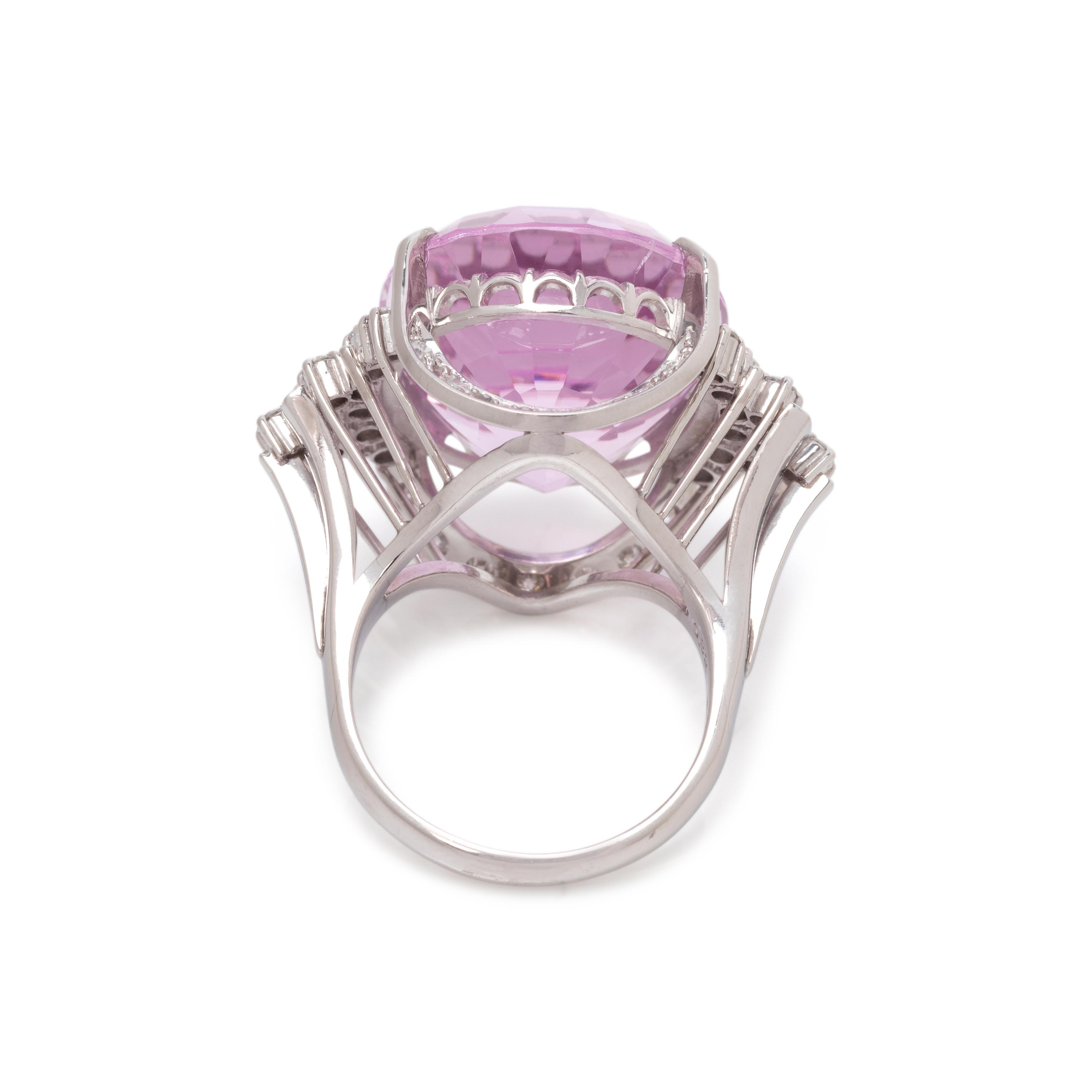 KUNZITE AND DIAMOND RING