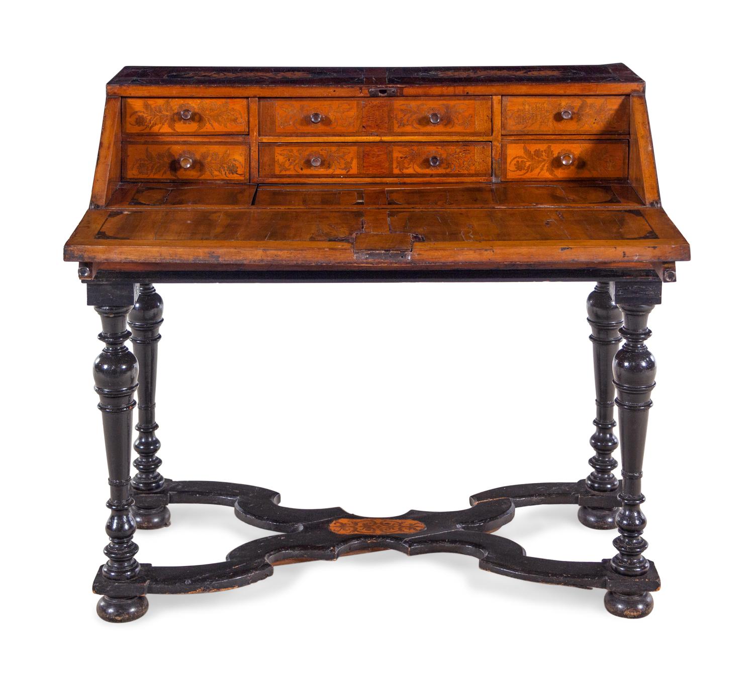 An Italian Baroque Marquetry Slant-Front Desk