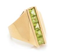 A 14 Karat Yellow Gold and Peridot Ring, 6.10 dwts.