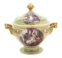 A Royal Vienna Porcelain Polychrome and Gilt Decorated Soup Tureen Height 13 1/2 x width 12 1/2 x depth 10 inches. — 19TH CENTURY