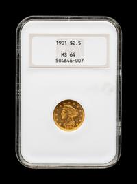 A 1901 Liberty Head $2.50 Gold Coin (NGC MS64)