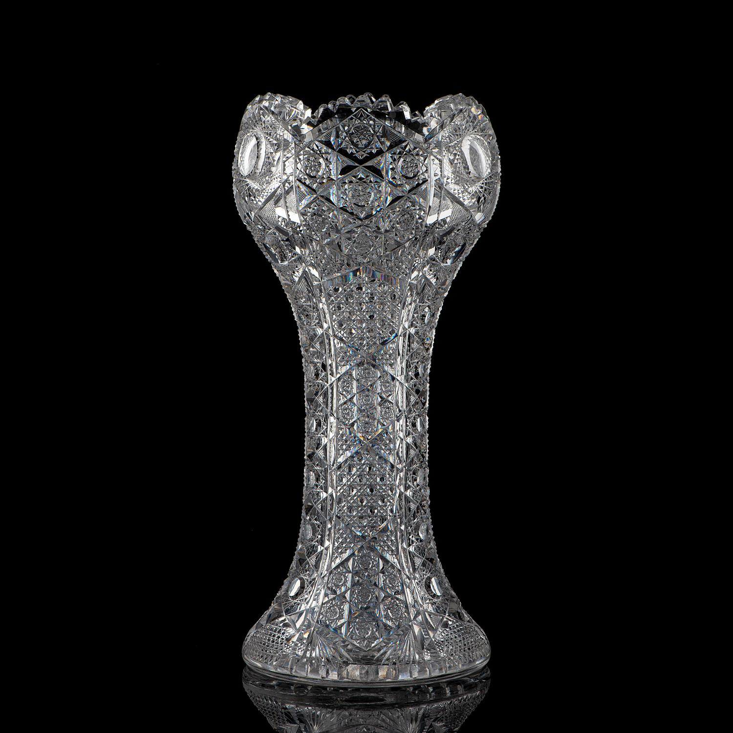 A Brilliant-Period Cut Glass Tulip Vase with Hobstars