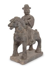 A Chinese Pottery Equestrian Figure, Song to Yuan Dynasty