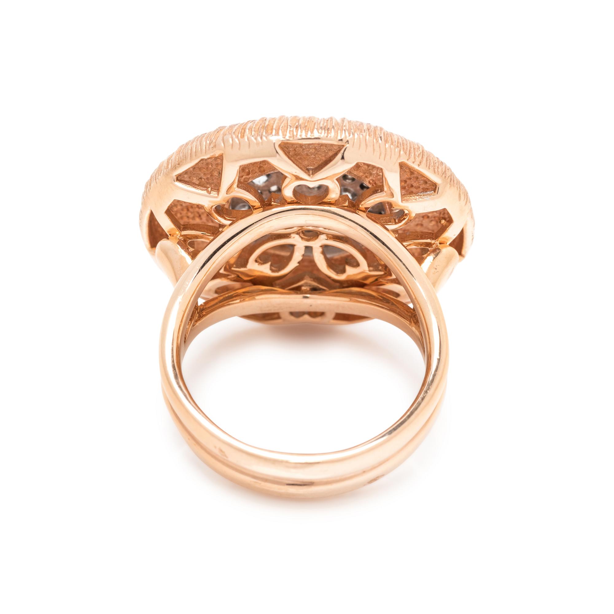 ROSE GOLD, DIAMOND AND COLORED DIAMOND RING