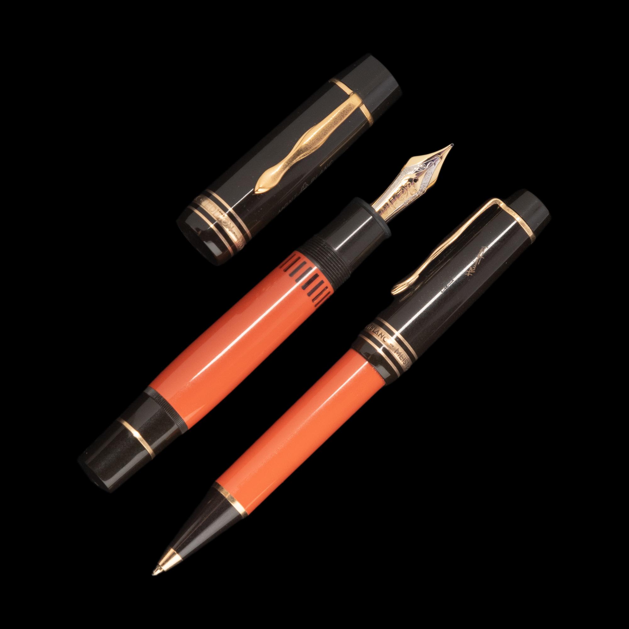 A Montblanc Limited Edition Ernest Hemingway Fountain Pen and Rollerball Pen Set
