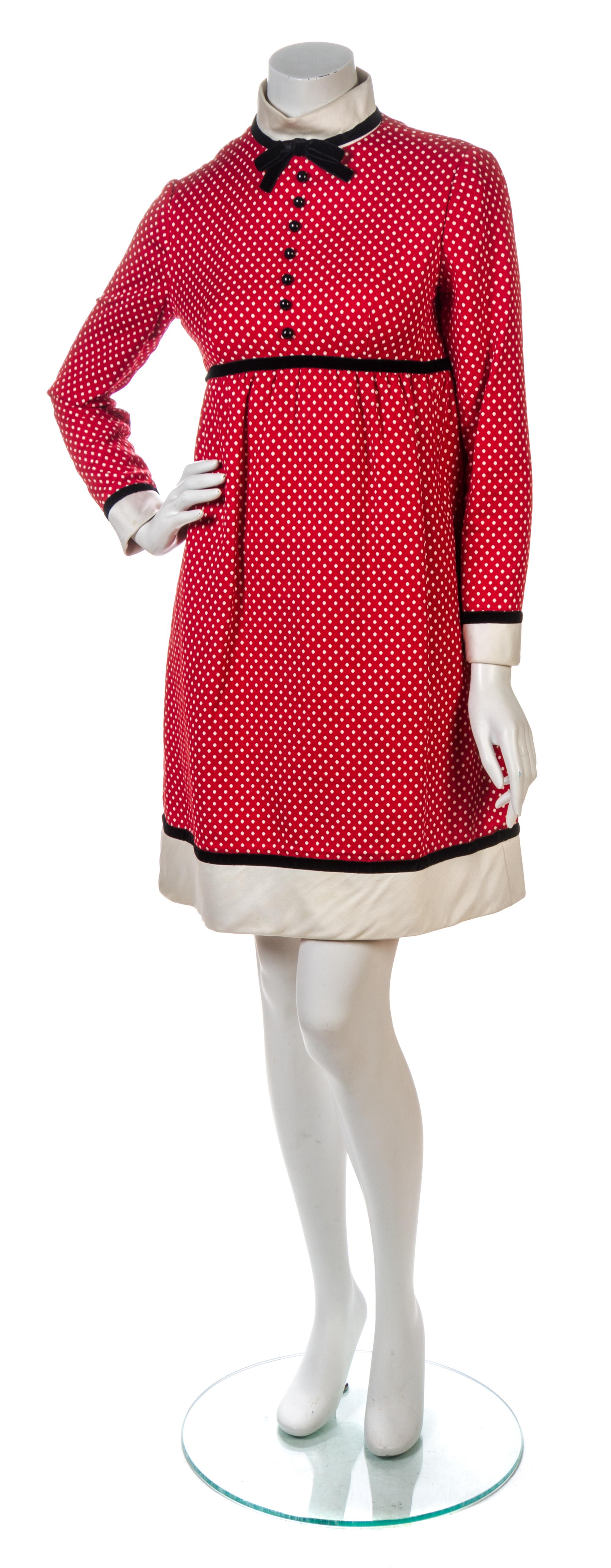A Geoffrey Beene Red and White Polka Dot Dress,