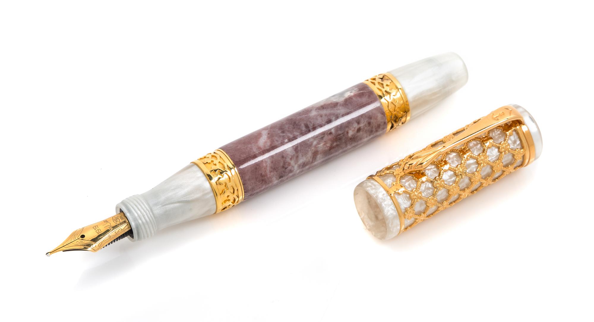 An Ancora Marmora Romana Limited Edition Fountain Pen and Ink-Bottle Set