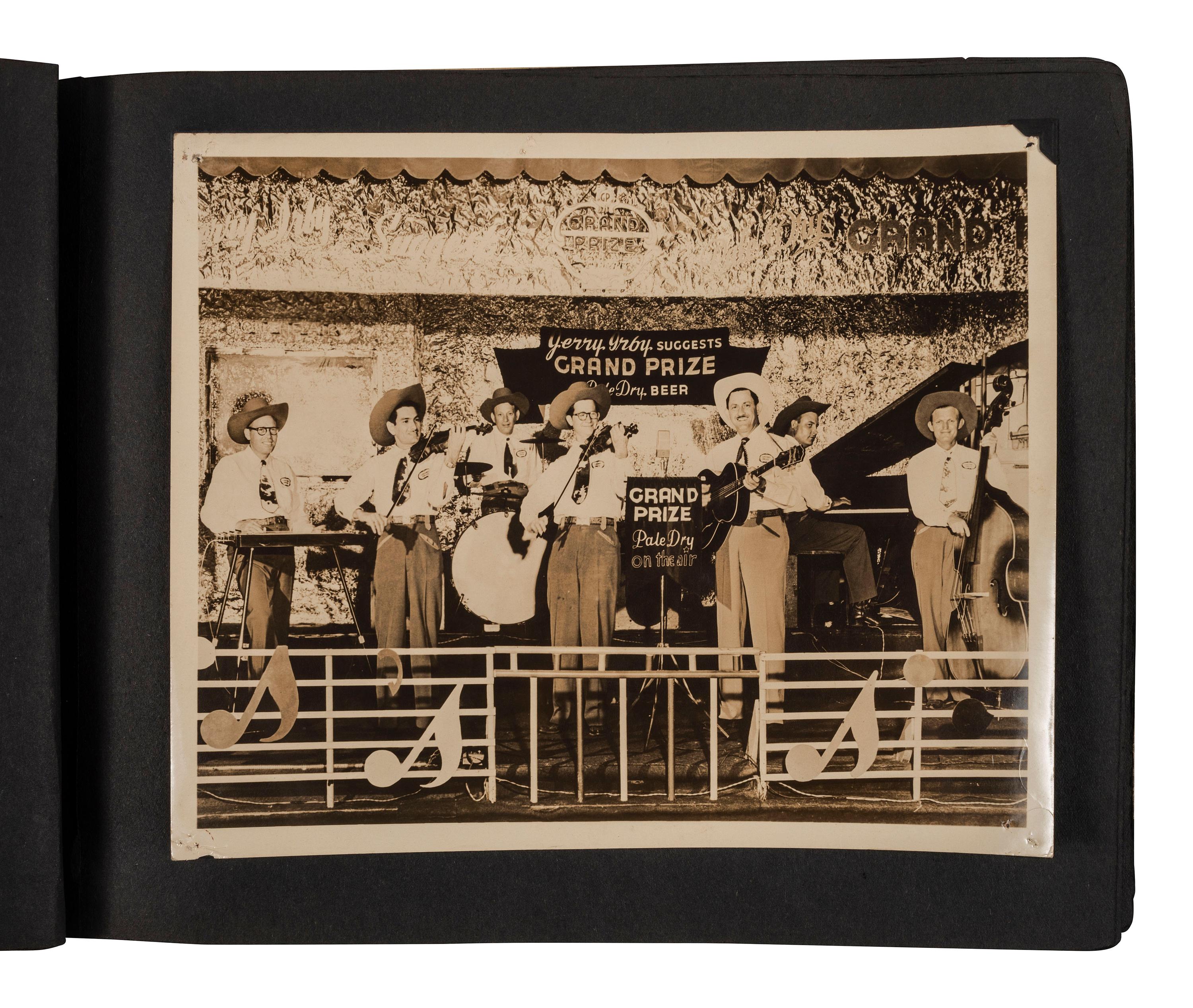[COUNTRY MUSIC]. Traditional Country Music Hall of Fame scrapbook identified to Harold Sharp, containing rare Hank Williams Memorial Souvenir program.