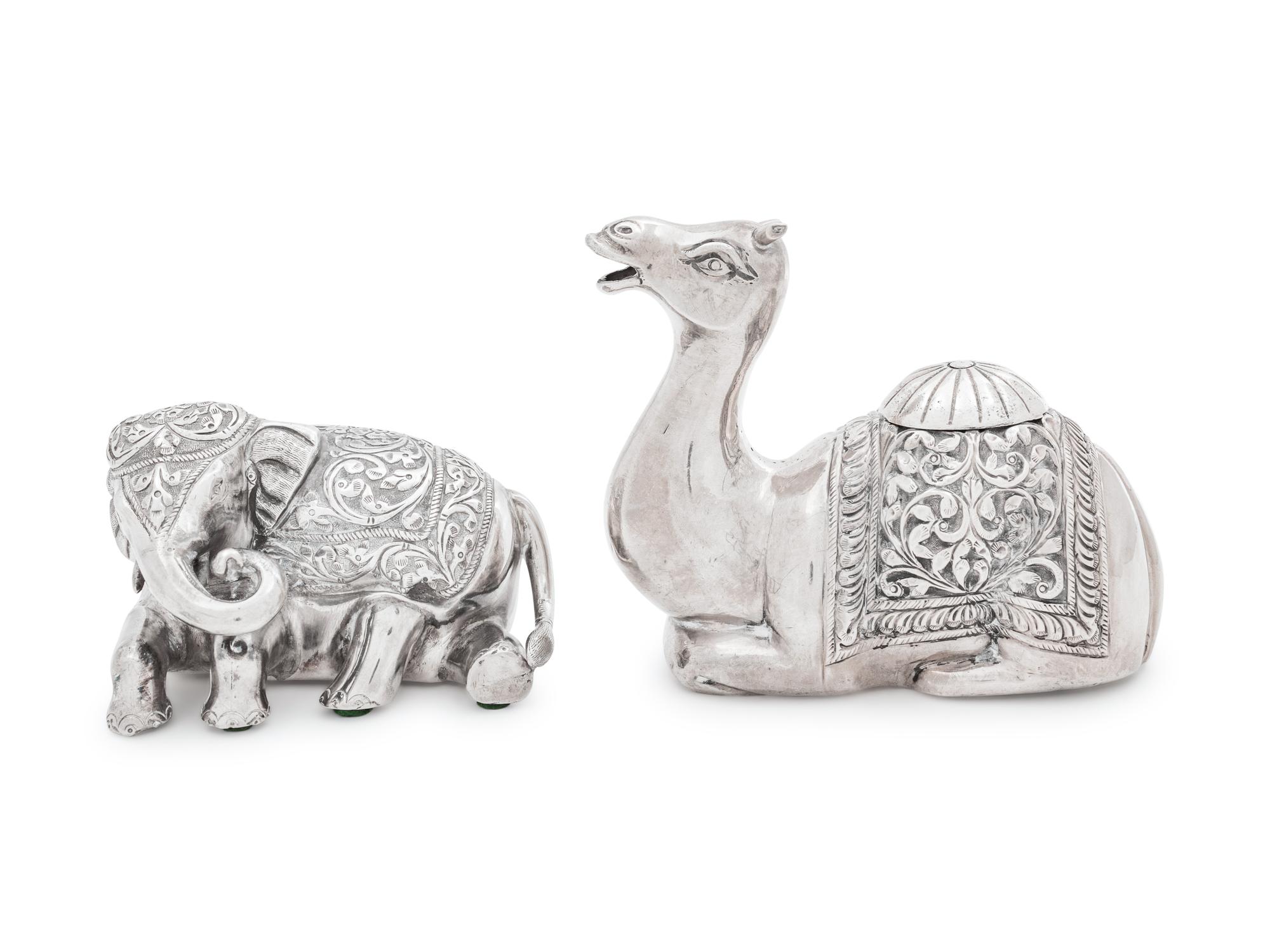 Two Southeast Asian Silver Zoomorphic Table Articles