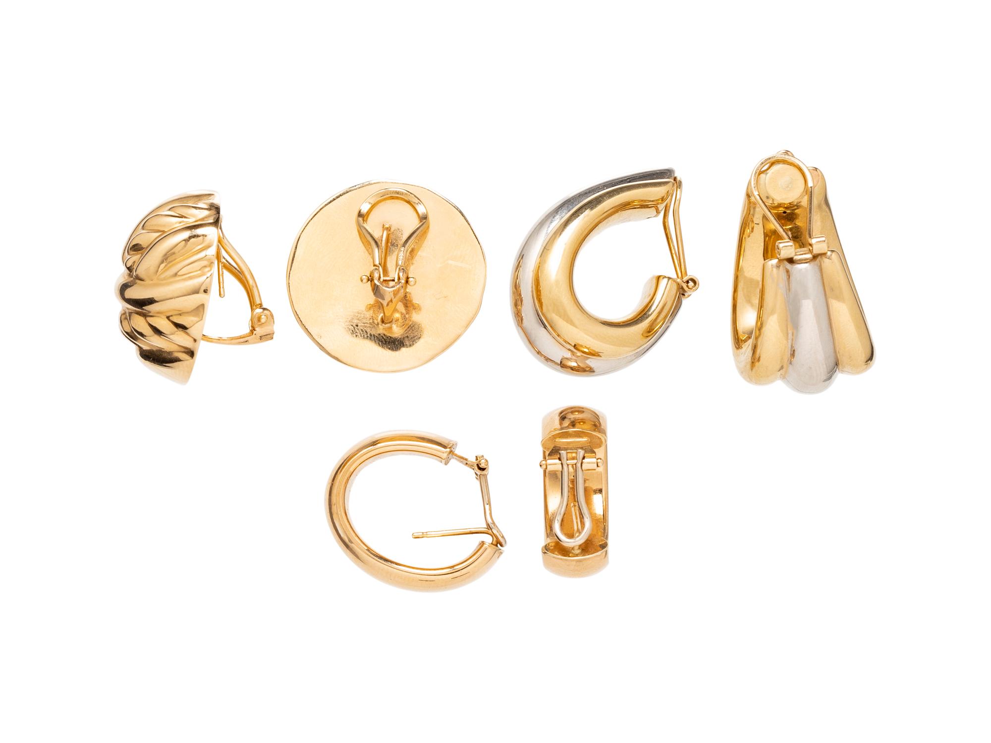 COLLECTION OF YELLOW GOLD EARCLIPS