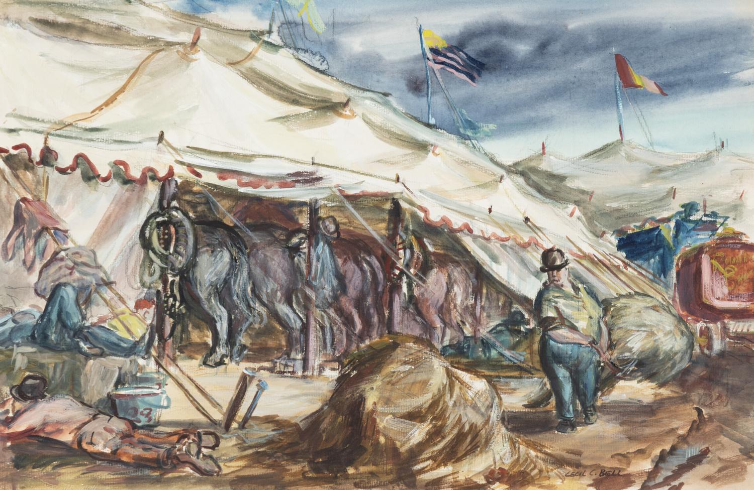 Cecil Crosley Bell (American, 1906–1970) — Under the Circus Tent (Clean Up), c. 1951
