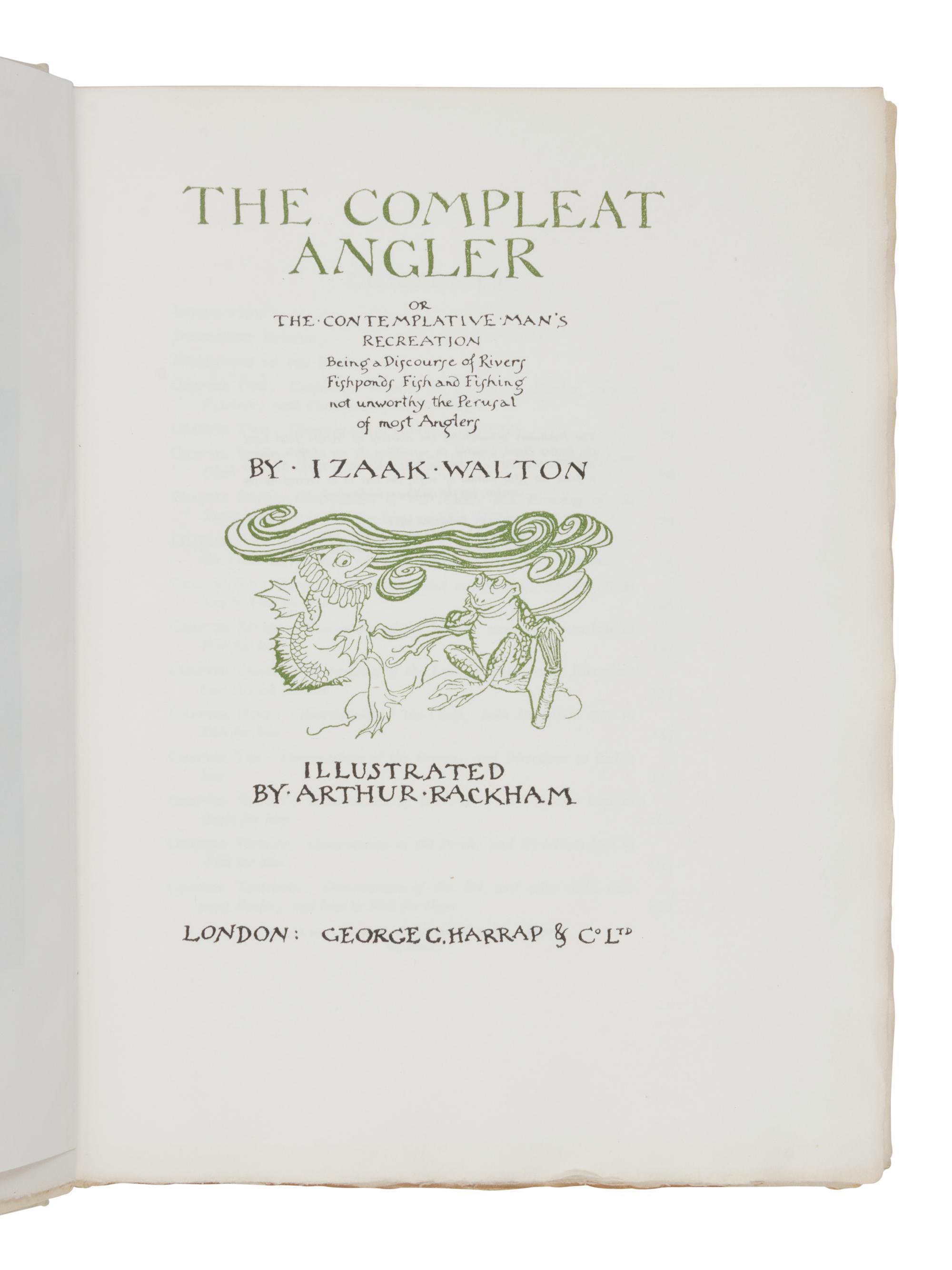[ILLUSTRATED BOOKS]. RACKHAM, Arthur (1867-1939), illustrator. -- WALTON, Izaak (1593-1683). The Compleat Angler. London: George C. Harrap & Co. Ltd., 1931.