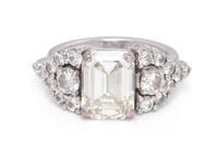 A 14 Karat White Gold and Diamond Ring,