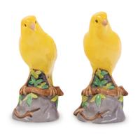 A Pair of Copeland Spode Porcelain Canary Figures