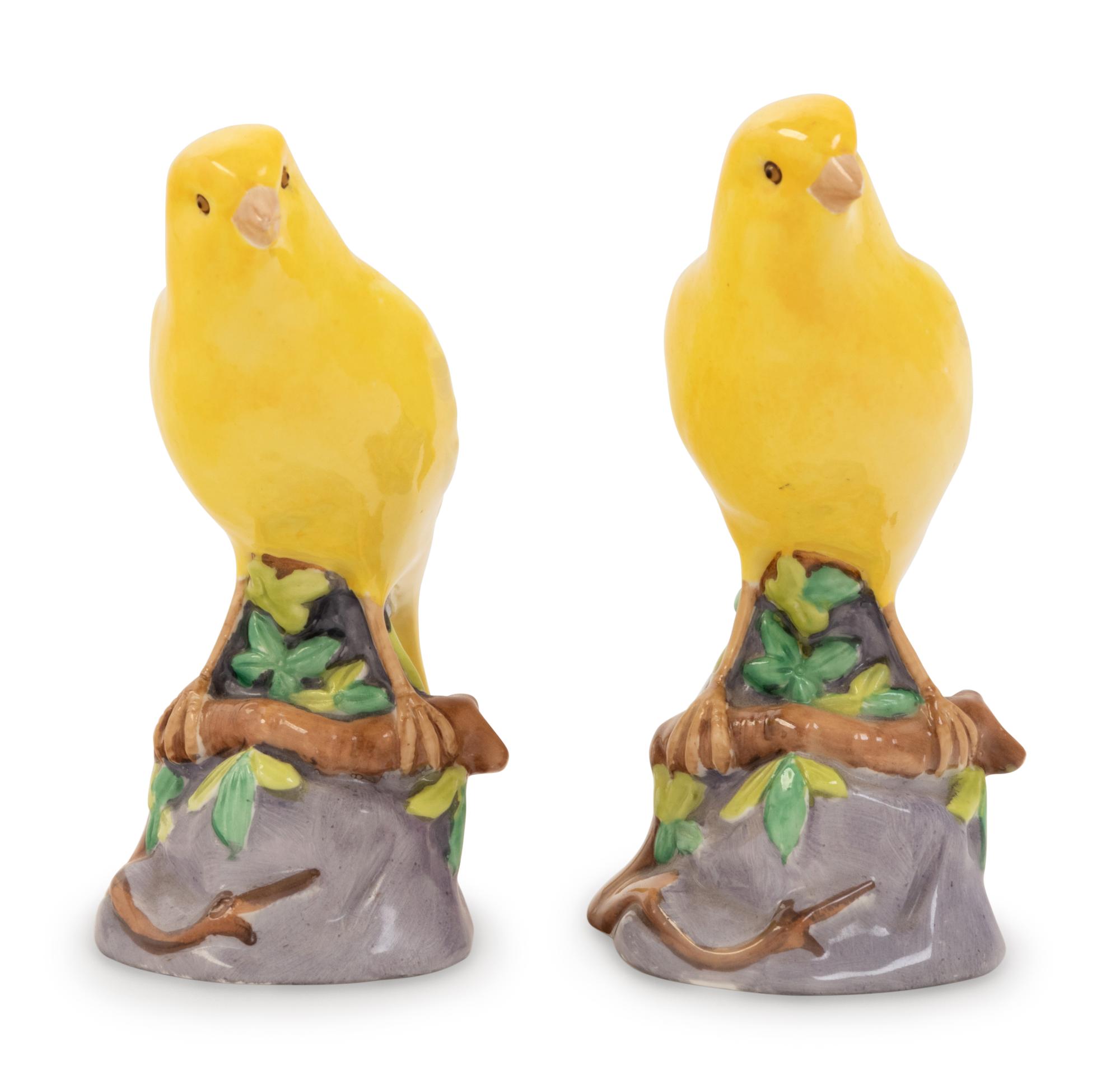 A Pair of Copeland Spode Porcelain Canary Figures